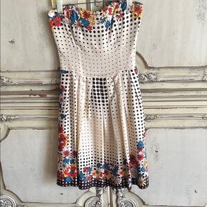 Floral Polka Dot Strapless Dress